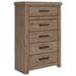 Ashley Oliandon 5 Piece Queen Panel Bedroom Set in Light Brown, , large