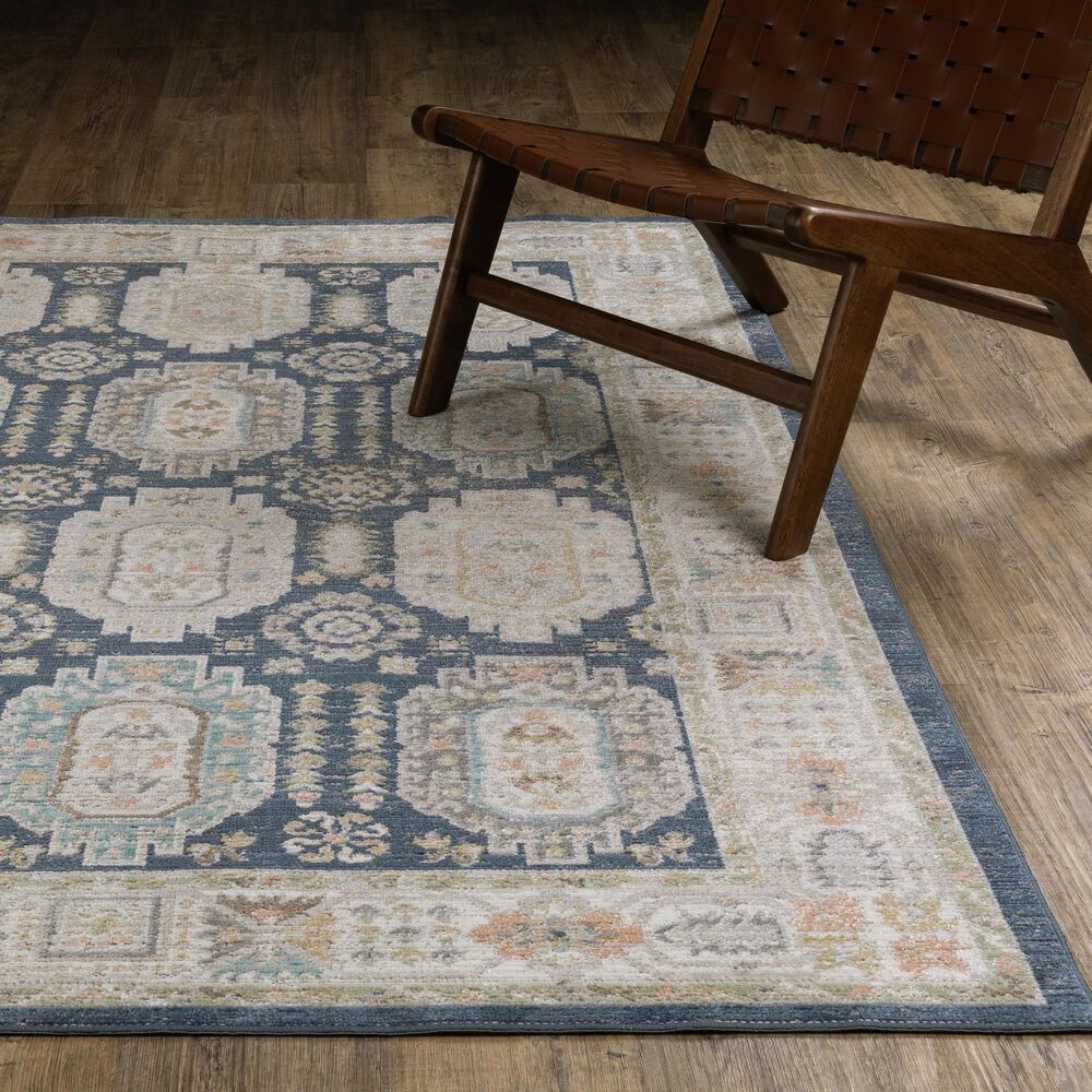 ROW by Oriental Weavers Cavett CAV07 Blue and Gold 5'3" x 7'6" Area Rug, , large