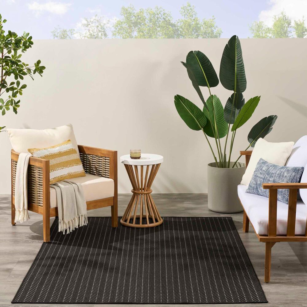 Nourison Horizon HOZ02 Black 10&#39; x 14&#39; Indoor/Outdoor Area Rug, , large
