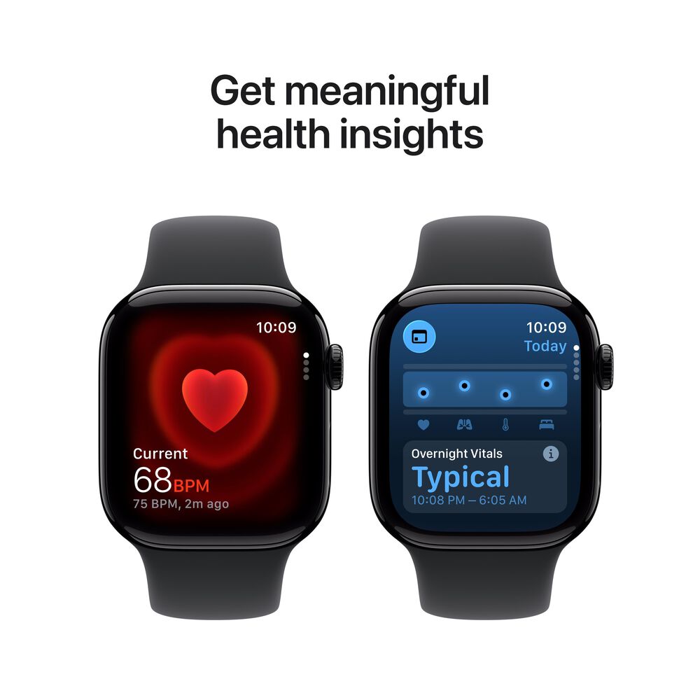 Apple Watch Series 11 &#40;GPS&#41; 42mm Jet Black Aluminum Case with Black Sport Band - M/L - Jet Black - &#40;2025&#41;&#40;Pre-Order&#41;, , large