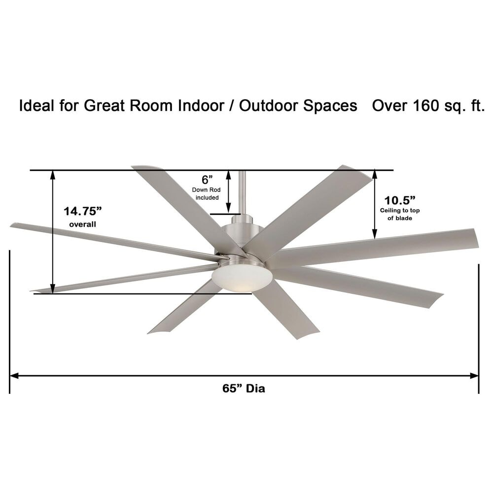 Minka-Aire Slipstream 65" Indoor/Outdoor Ceiling Fan with LED Light in Brushed Nickel Wet, , large