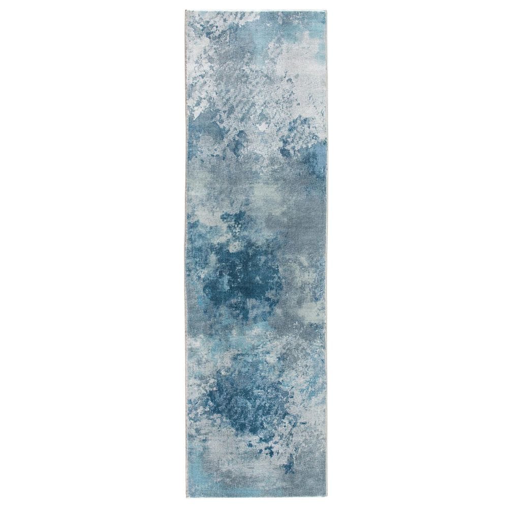 Kas Oriental Rugs Roxy Nebula 2" x 7" Blue Runner, , large