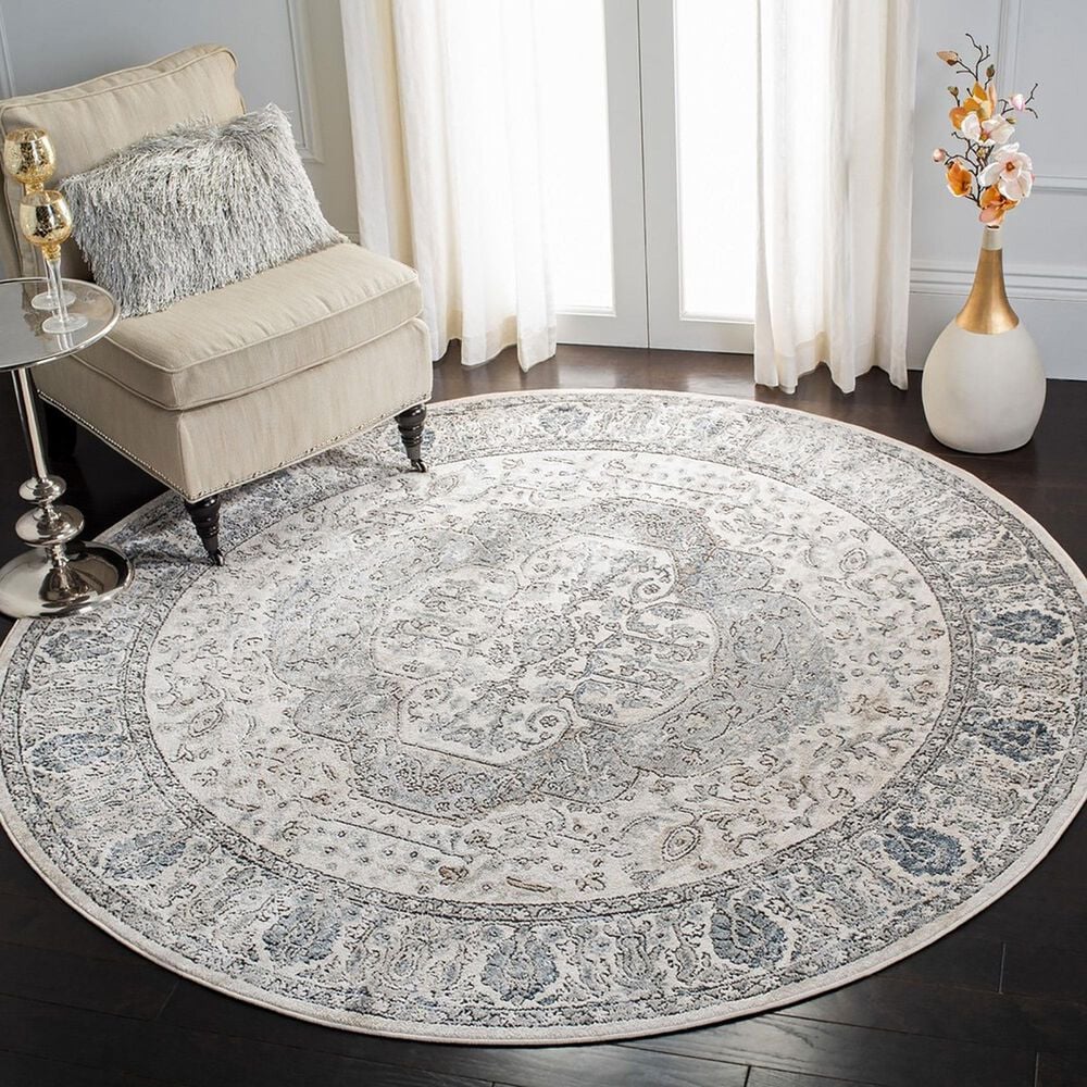 Safavieh Oregon 6&#39;7&quot; Round Ivory and Grey Area Rug, , large