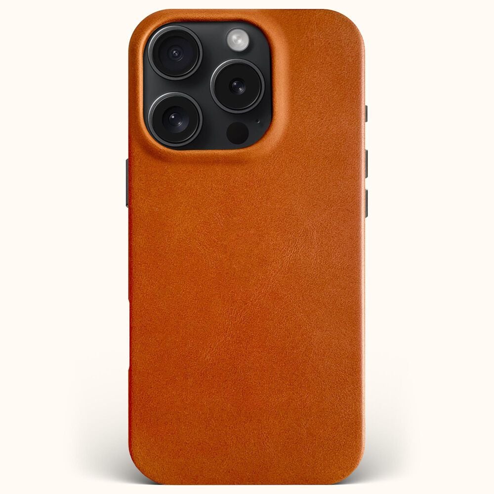 Bluebonnet Cases Minimalist Full-Grain Leather Case with MagSafe for iPhone 16 Pro in Saddle Tan, , large