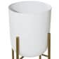 Maple and Jade Dome Planter with Removable Stand in Polished White and Gold (Set of 2), , large