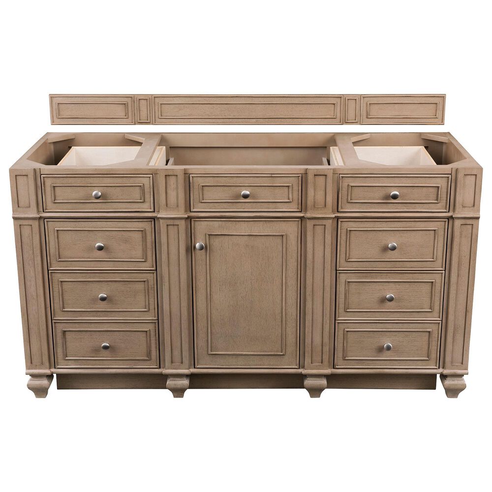 James Martin Vanities Bristol 60" Single Bathroom Vanity in Whitewashed Walnut with 3 cm Eternal Jasmine Pearl Silestone Top, Rectangular Sink and FreePower Wireless Charger, , large