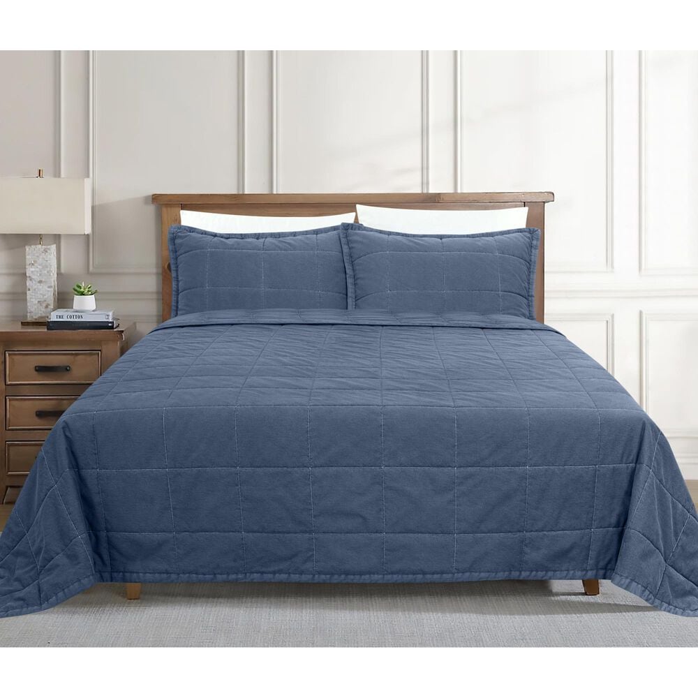 Ann Gish Cotton Canvas 3-Piece King Coverlet Set in Denim, , large