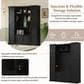 HOMLUX 5-Hook Hall Tree with 4 Side Cabinets and Storage Bench in Black, , large