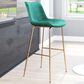 Zuo Modern Tony Bar Stool in Green and Gold, , large