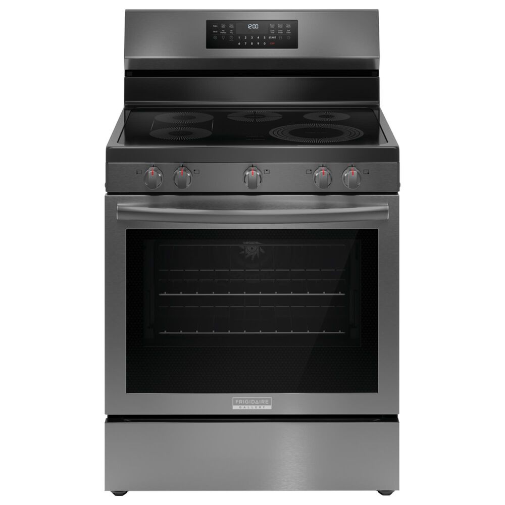 Frigidaire Gallery 30" Rear Control Electric Range with Total Convection in Black Stainless Steel, , large