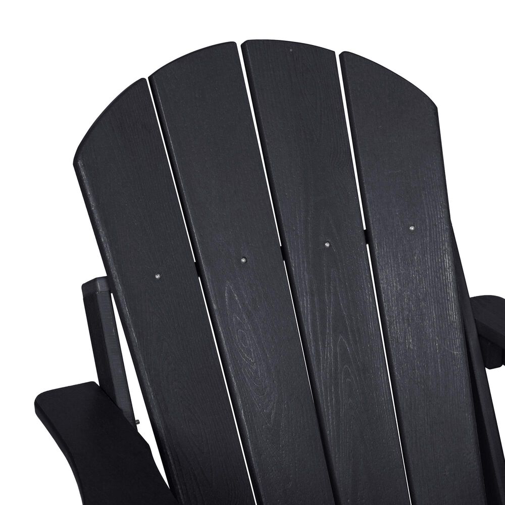 Hearth and Haven 3-Piece Outdoor Folding Adirondack Chair Set with Side Table in Black, , large
