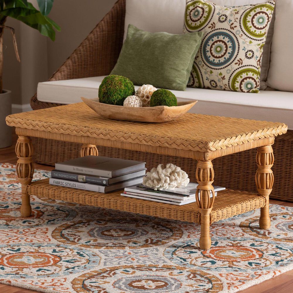 Baxton Studio Dolby Rectangular Coffee Table in Light Honey, , large