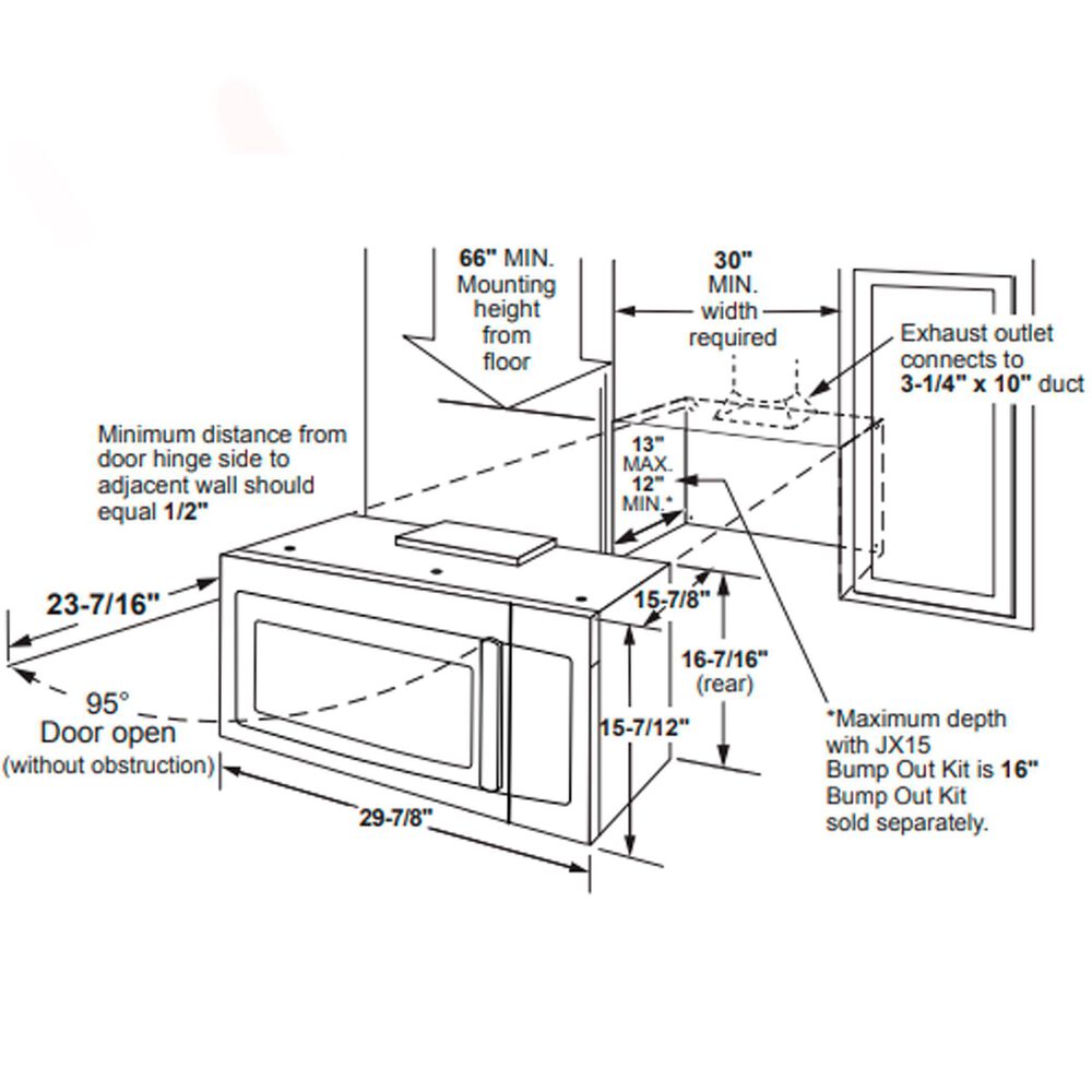 GE Appliances 1.6 Cu. Ft. Over The Range Microwave Oven with Recirculating Venting in Black, , large