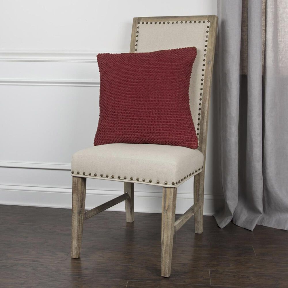 Rizzy Home 20&quot; x 20&quot; Poly-Fill Pillow in Dark Red, , large