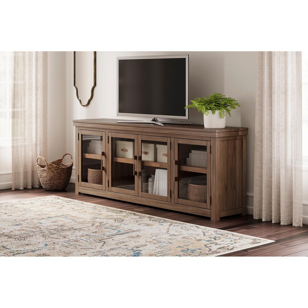 Ashley Boardernest 85&quot; Extra Large TV Stand in Light Brown, , large