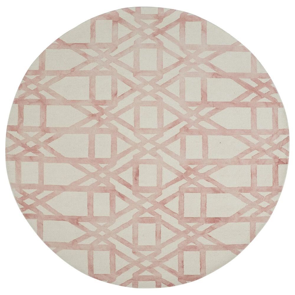 Feizy 8571F Lorrain Pink / Ivory 10" x 10" Round Area Rug, , large