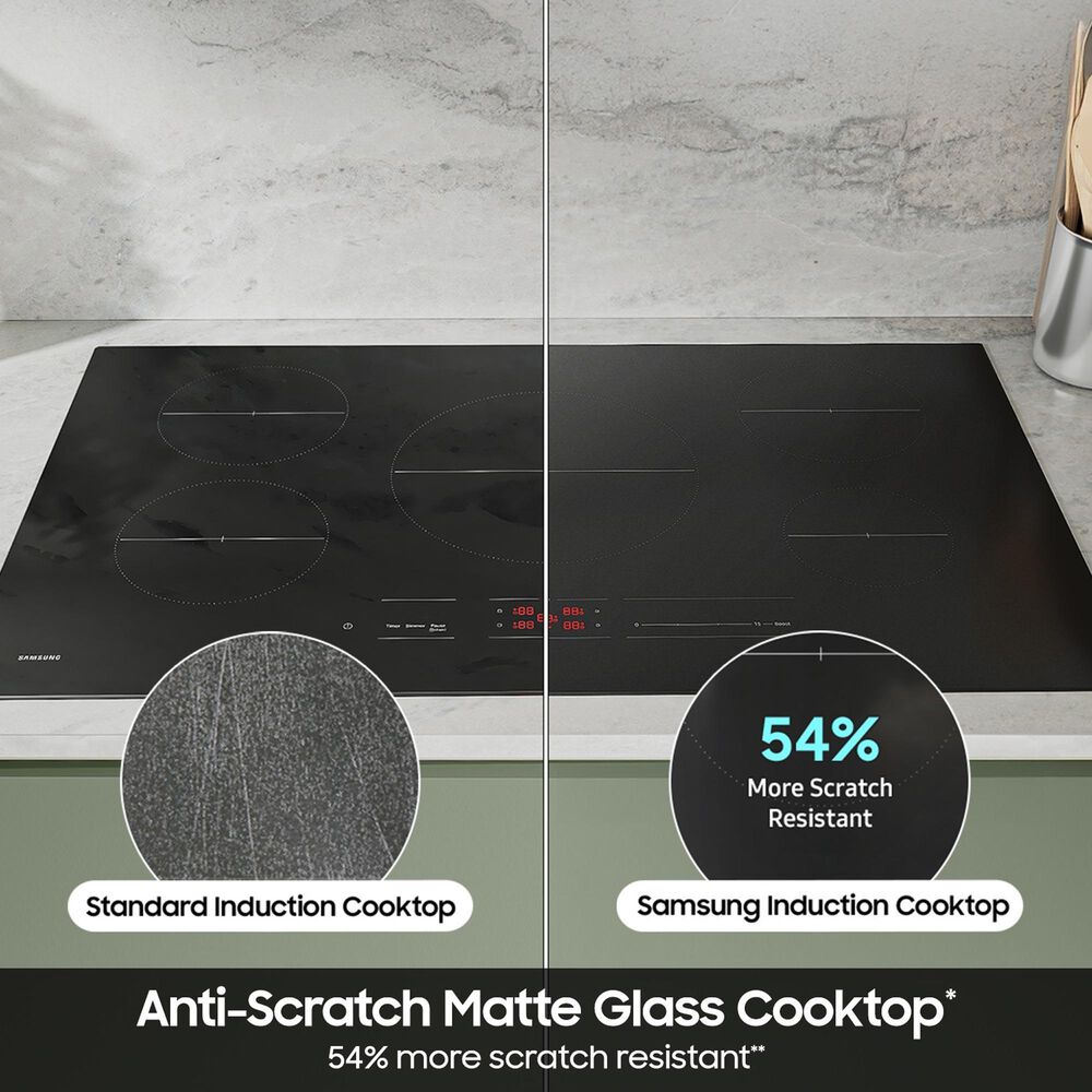 Samsung Bespoke 2-Piece Kitchen Package with White Bespoke 30" Double Wall Oven and Black 36" Induction Cooktop, , large