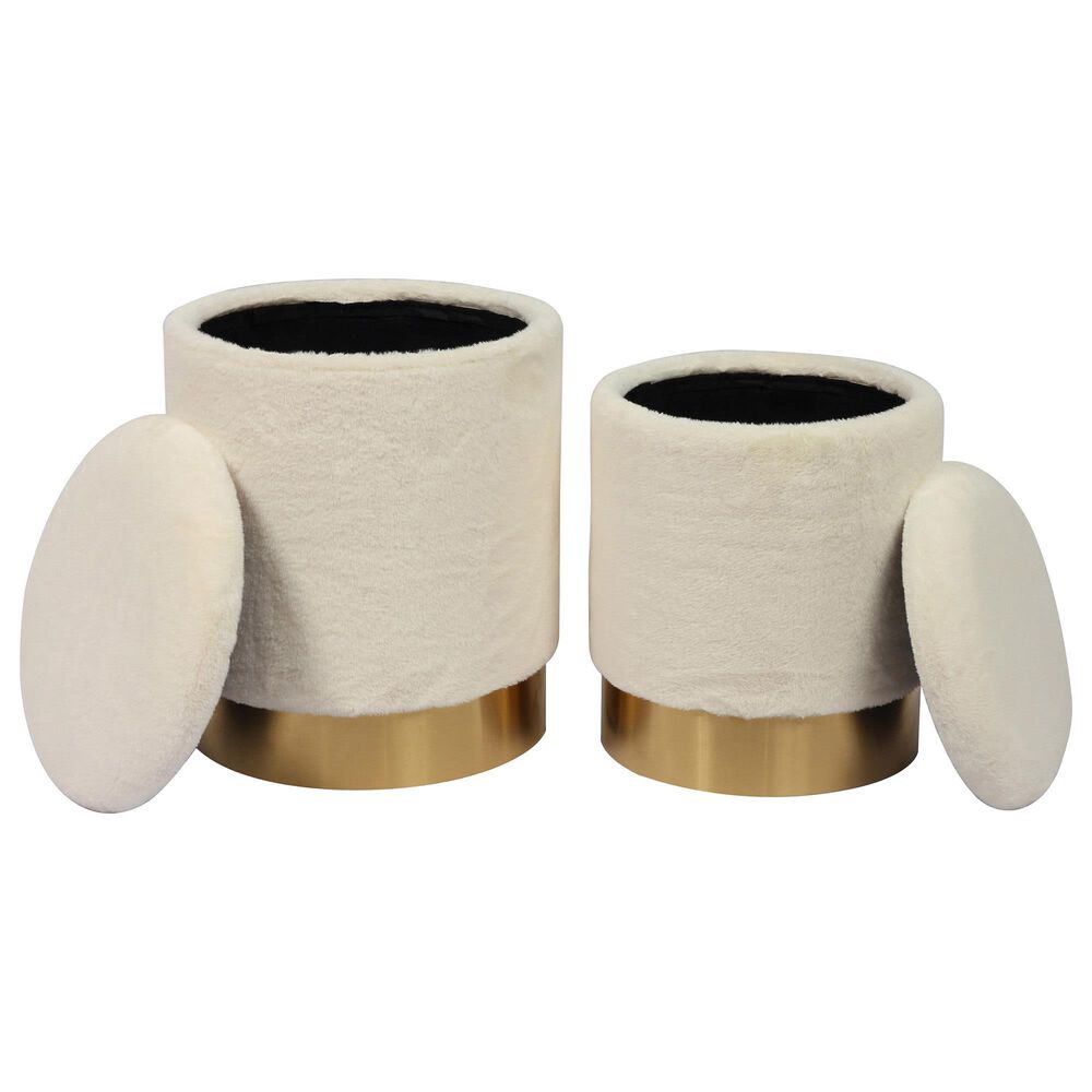 Tov Furniture Teddy Storage Ottoman in Off-White &#40;Set of 2&#41;, , large