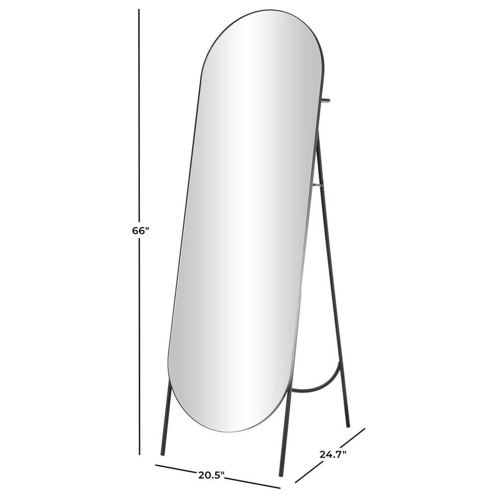 Maple and Jade 66" Metal Foldable Oval Floor Mirror in Black, , large