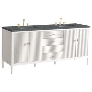 James Martin Vanities Myrrin 72" Double Vanity in Bright White with 3 cm Parisien Bleu Quartz Top, , large
