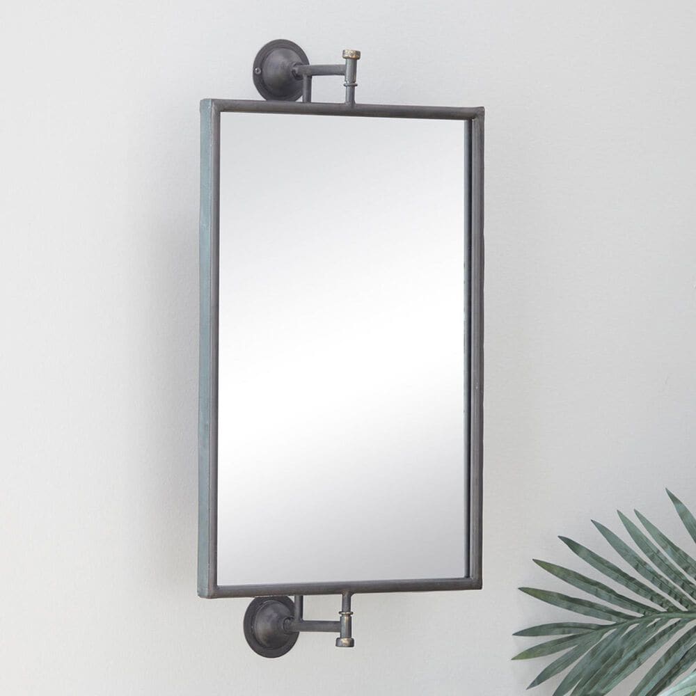 Maple and Jade 28&quot; x 14&quot; Metal Handmade Dimensional Wall Mirror in Matte Black, , large