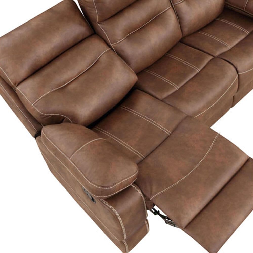 Steve Silver Rudger Manual Reclining Sofa in Chestnut Brown, , large