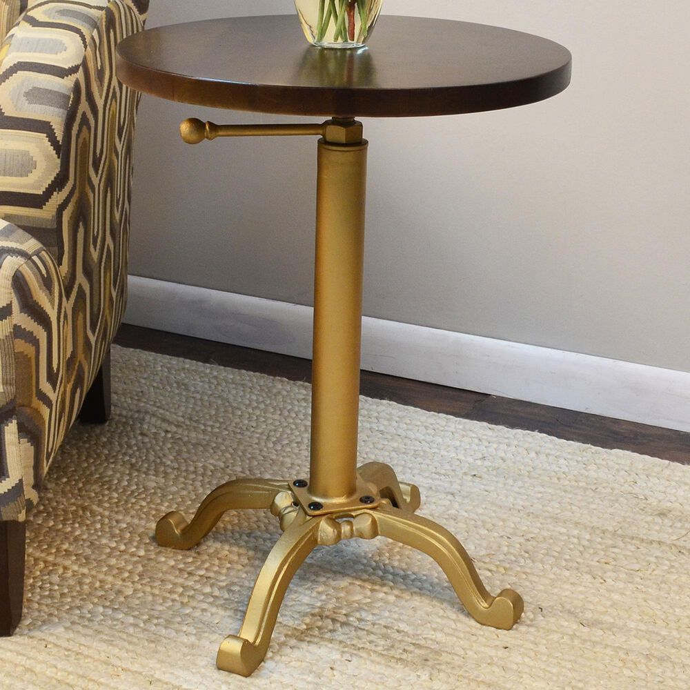 Carolina Chair and Table Elettra Adjustable Table in Elm and Gold, , large