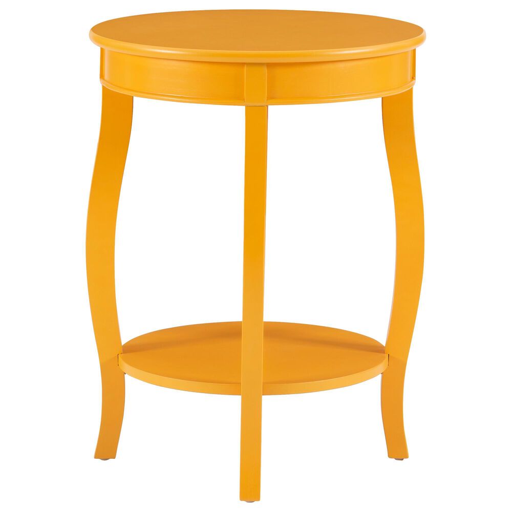 Linon Home Decor Rainbow Round Side Table in Yellow, , large