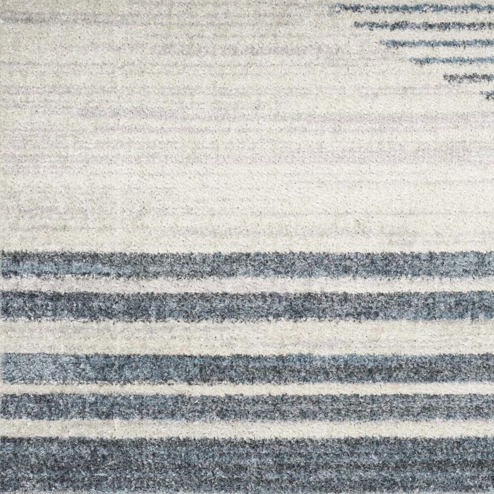 Nourison Astra Machine Washable ASW05 2&#39;2&quot; x 12&#39; Ivory and Blue Runner, , large