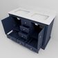 Lexora Home Dukes 48" Double Bathroom Vanity in Navy Blue with 2 cm White Cultured Marble Top and Rectangular Sinks, , large