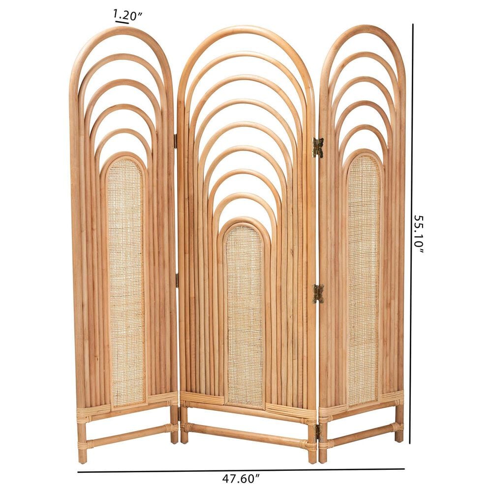 Baxton Studio Golda Natural Rattan Room Divider in Natural Brown, , large