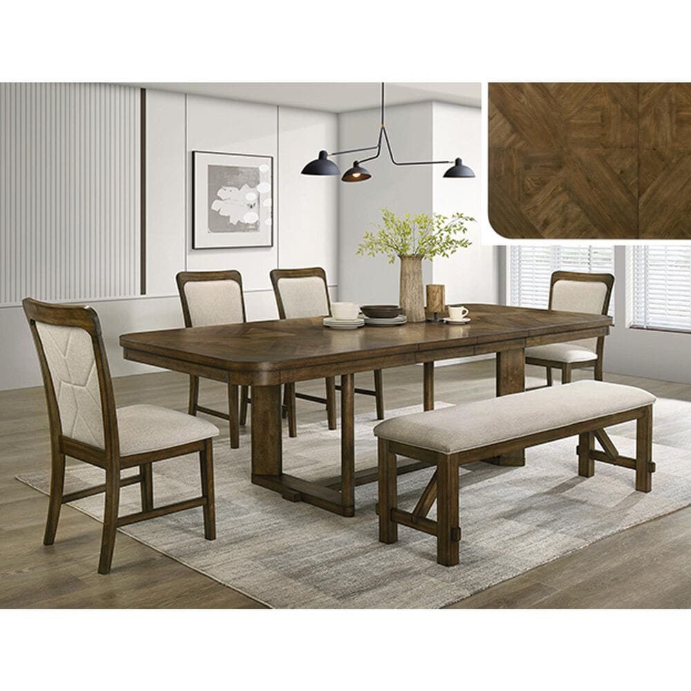 Crown Mark Broadmoor Dining Bench in Brown, , large