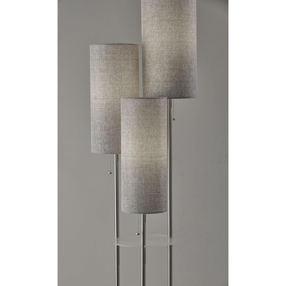 Adesso Trio Shelf Floor Lamp in Brushed Steel, , large