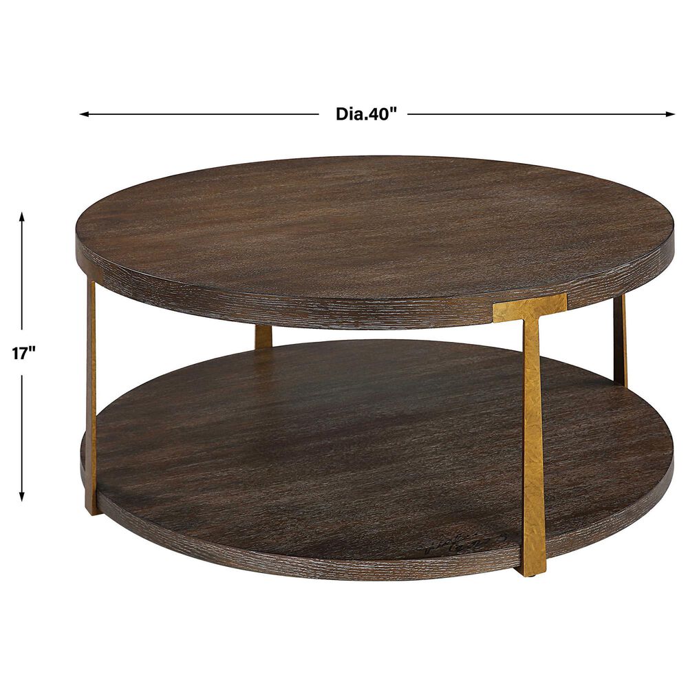 Uttermost Palisade Coffee Table in Coffee Oak and Antique Gold, , large