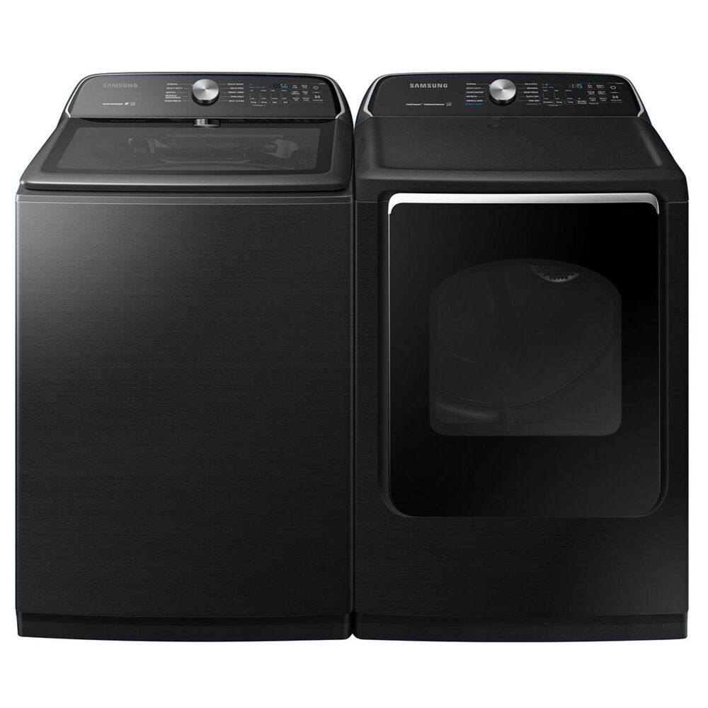 samsung 5 4 cu ft top load washer and 7 4 cu ft electric dryer laundry pair in black stainless steel nfm