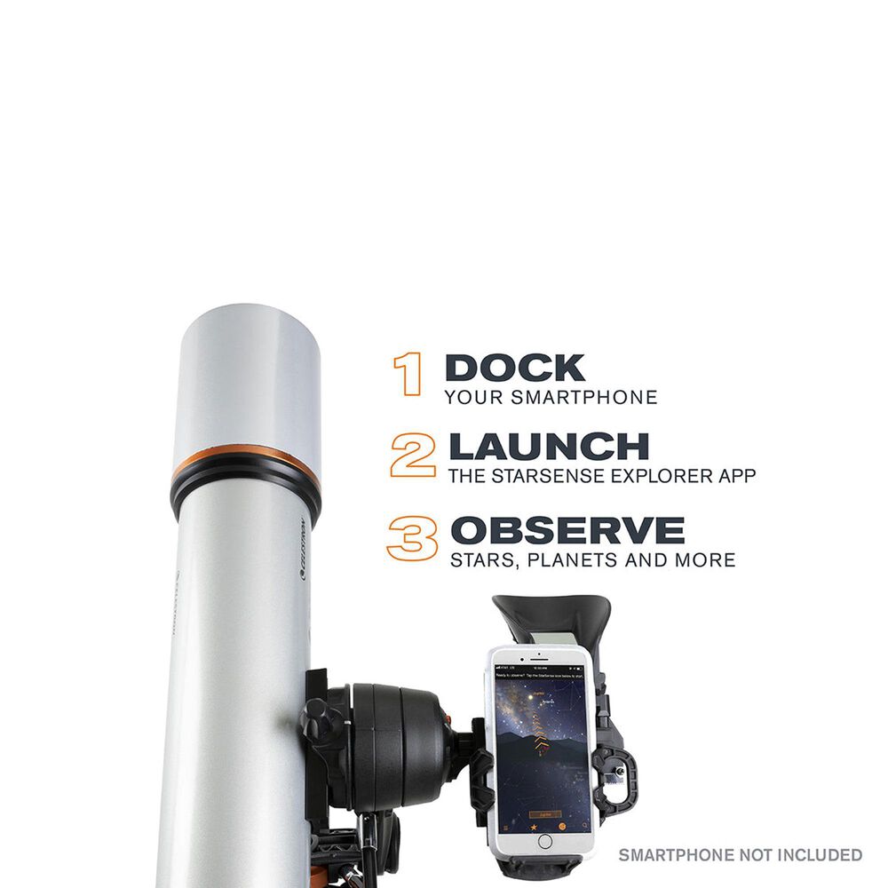 Celestron Starsense Explorer DX 102AZ Smartphone App-Enabled Refractor Telescope in Silver, , large