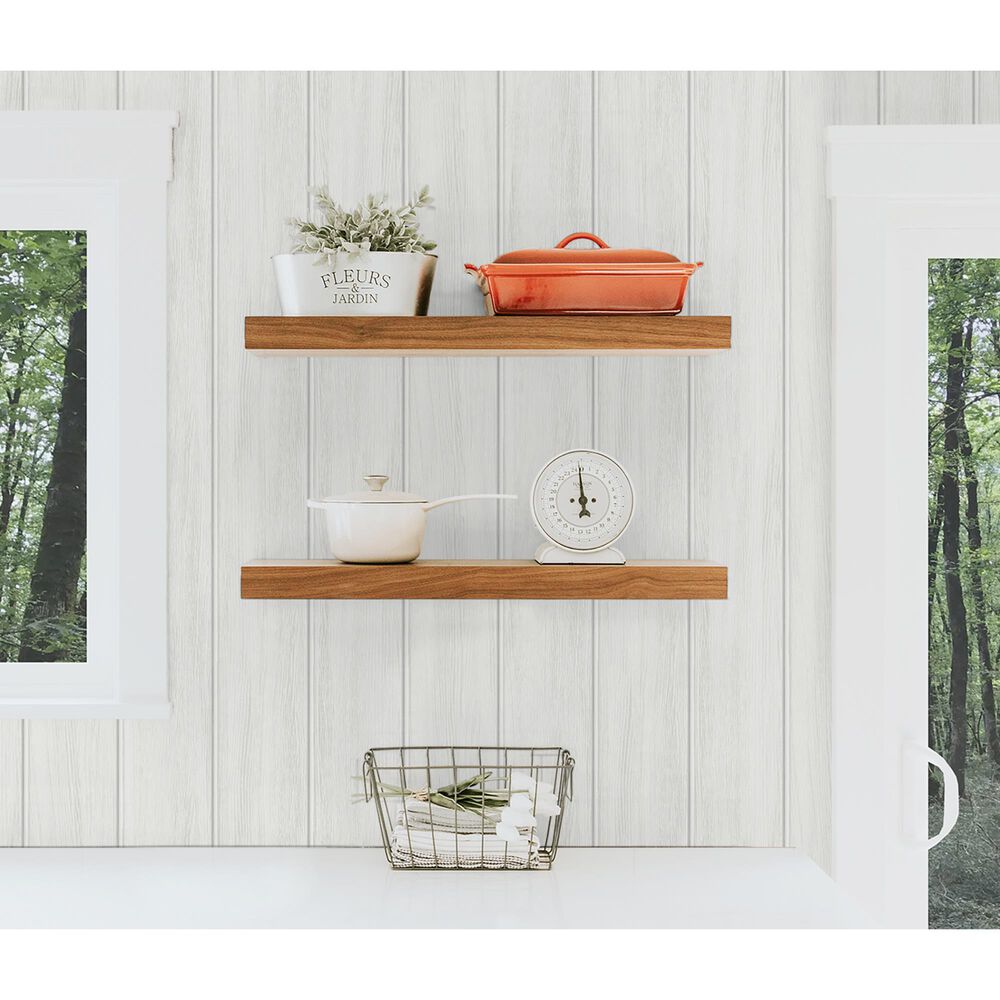 NextWall Wood Panel 216&quot; x 20.5&quot; Peel and Stick Wallpaper in Alabaster, , large