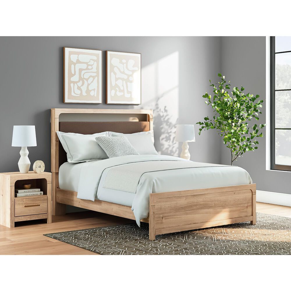 Ashley Kinlanni Queen Upholstered Platform Bed in Tan, , large