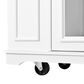 HOMLUX 54" Mobile Kitchen Island with Glass Door Storage in Walnut and White, , large