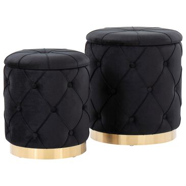 Lumisource Marche Nesting Ottoman Set in Black (Set of 2), , large