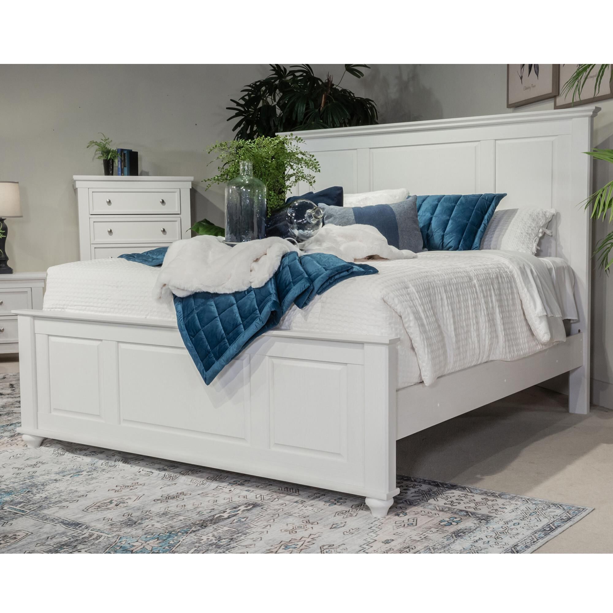 White panel bed deals frame