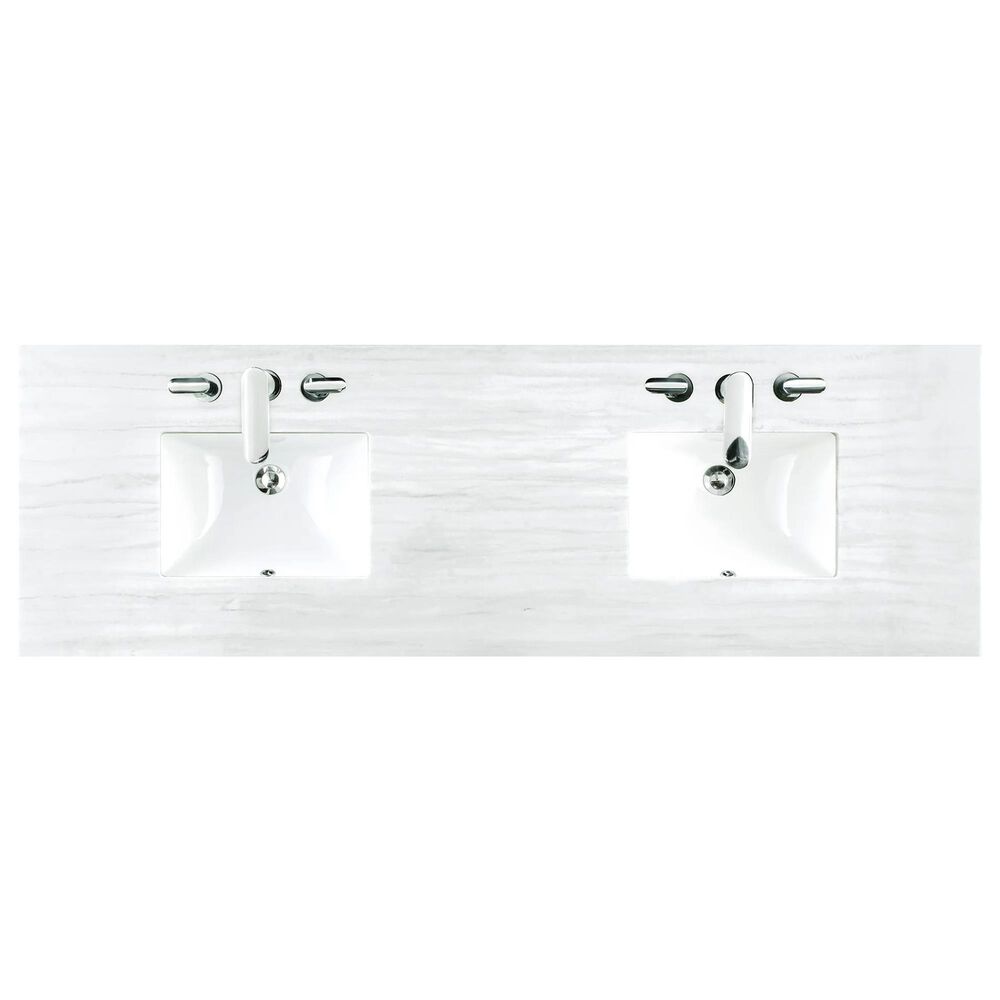 James Martin Vanities Brittany 72&quot; Double Bathroom Vanity in Saddle Brown with 3 cm Arctic Fall Solid Surface Top and Rectangular Sink, , large