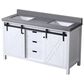Lexora Home Marsyas 60" Double Bathroom Vanity in White with Grey Quartz Top and Rectangular Sinks, , large
