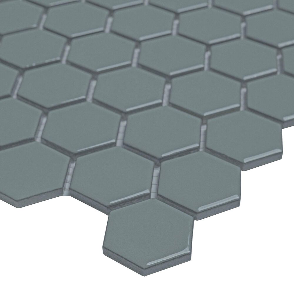 MS International Cielo Azul 1.5" x 1.15" Hexagon on 11" x 10" Porcelain Mosaic Sheet, , large