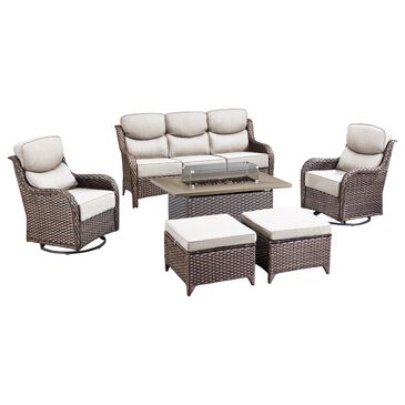 Sunwell Garden 6-Piece Fire Pit Set in Beige, , large