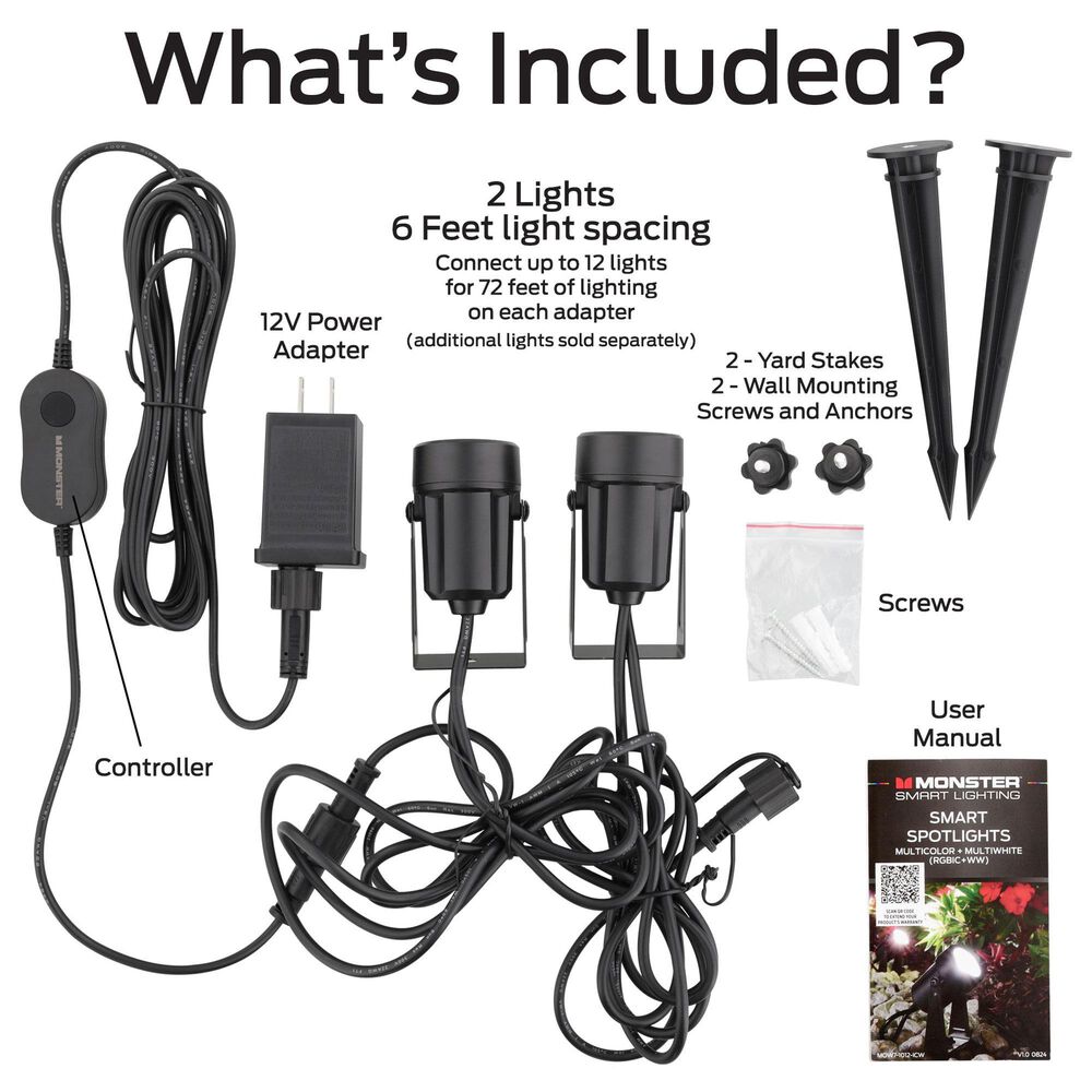 Monster Illuminessence Smart Outdoor Spotlight in Multicolor (2 Pack), , large