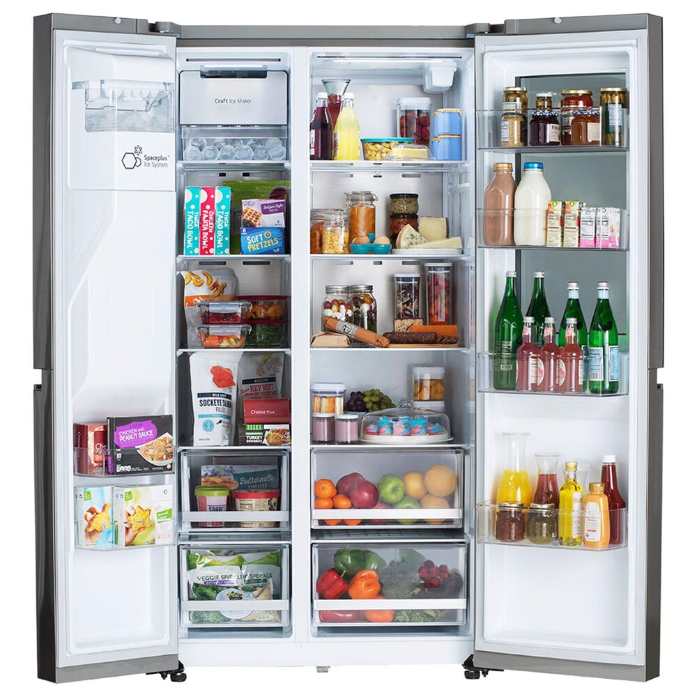 LG 27.1 Cu. Ft. Side-by-Side Refrigerator in Print Proof Stainless Steel, , large