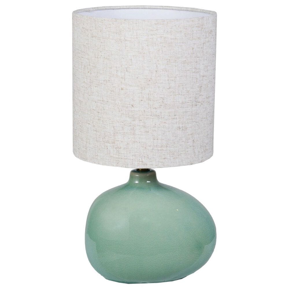Teak Interiors Stoneware Crackle Glaze Table Lamp in Aqua, , large