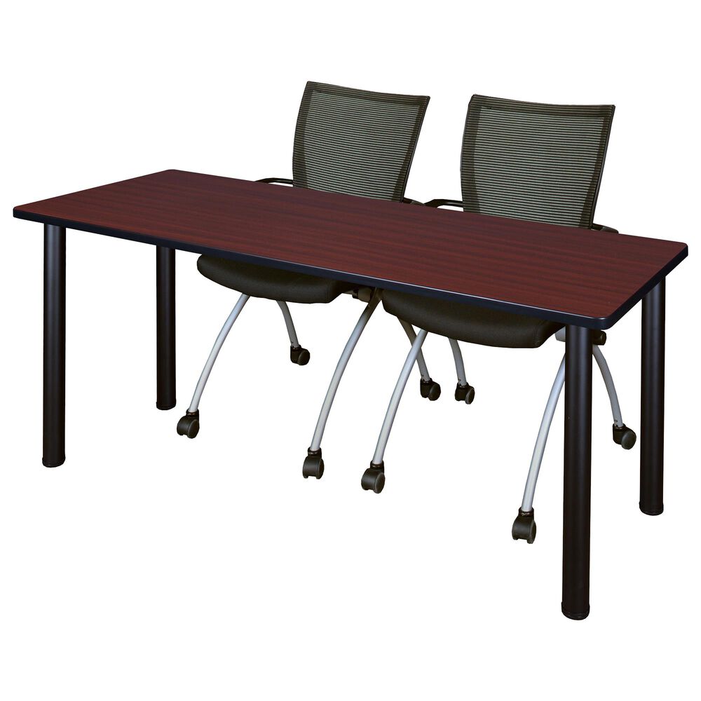Kee 3-Piece Training Table Set in Mahogany/ Black/ Black, , large