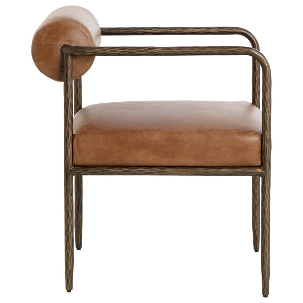 Club Collection By Sunpan Ajani Arm Chair with Tan Cushion in Antique Brass, , large